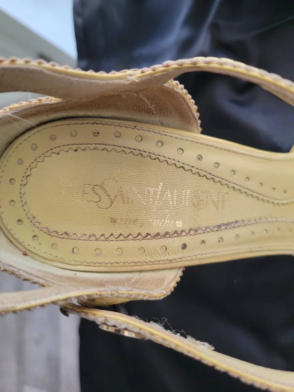 YSL T-Strap Pointed Toe Heels in Light Yellow